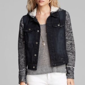 Free People Sweater Denim Jacket Pumice Black